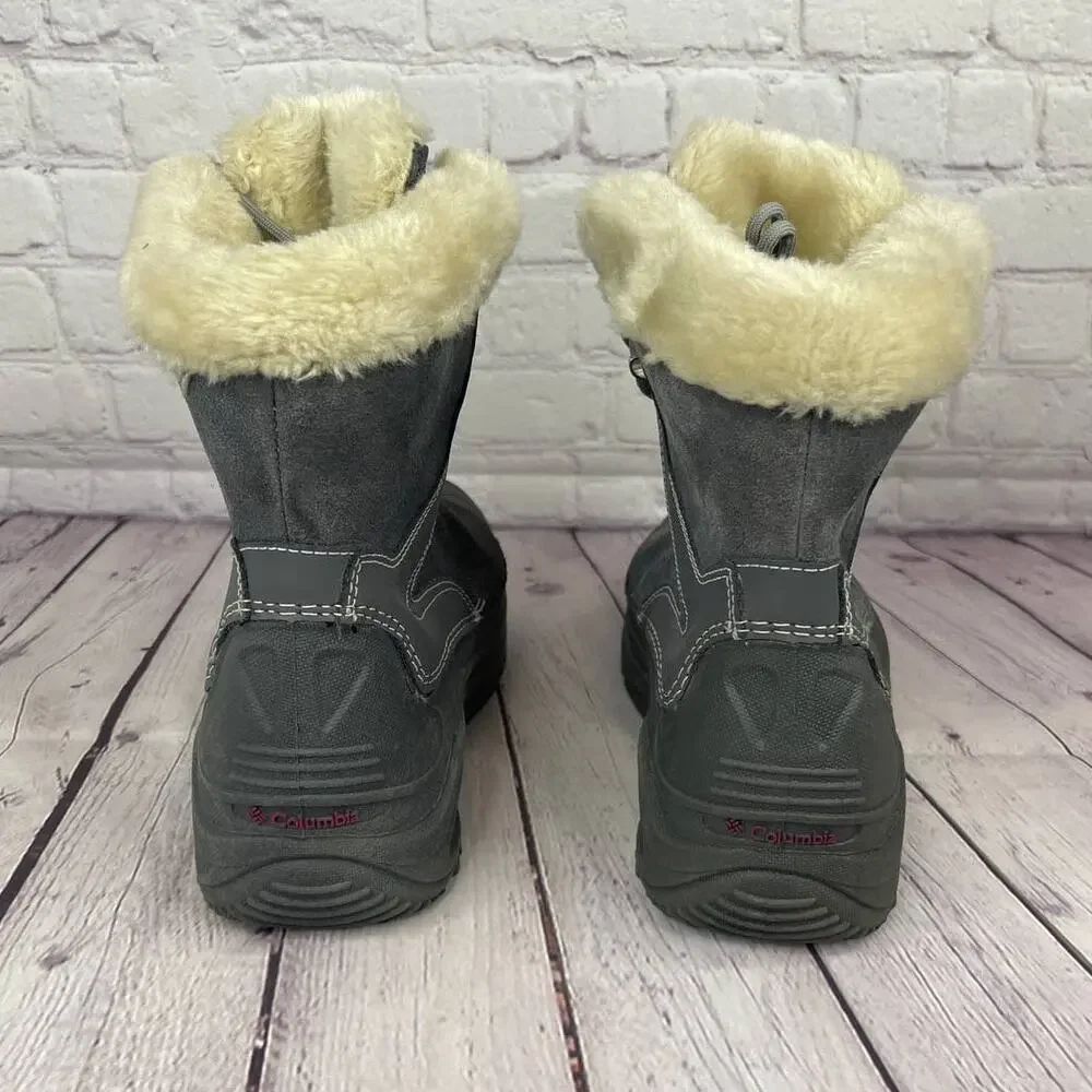 Columbia Omni-Heat Gray Pink Winter Snow Boots Girl Size 6/W Size 8 (BY1291-022)